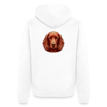Kupferroter Irish Setter Hunde Porträt Kunst - Unisex Premium Bio Zip Hoodie - Weiß - Hinten - Thijin (182cm)