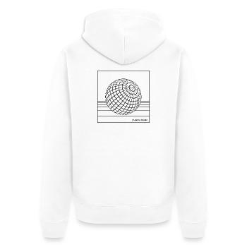 Geometrischer Trance-Drahtgitterglobus - Unisex Premium Bio Zip Hoodie - Weiß - Hinten - Thijin (182cm)