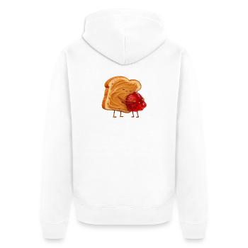 Kuschelt Toast mit Marmelade - Unisex Premium Bio Zip Hoodie - Weiß - Hinten - Thijin (182cm)