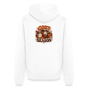 Katzengemütliche Herbstsaison - Unisex Premium Bio Zip Hoodie - Weiß - Hinten - Thijin (182cm)