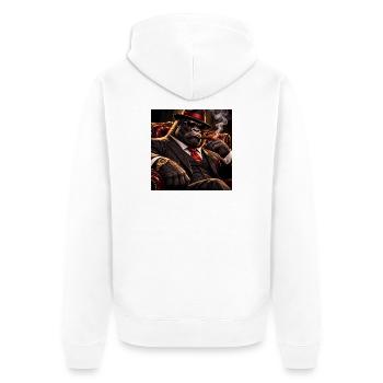 Gorilla-Dandy im Smoking und Zigarre - Unisex Premium Bio Zip Hoodie - Weiß - Hinten - Thijin (182cm)