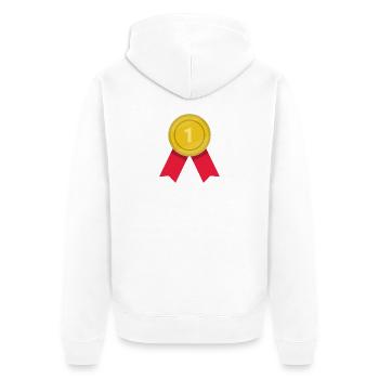 Medaille - Unisex Premium Bio Zip Hoodie - Weiß - Hinten - Thijin (182cm)