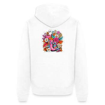Hey Boo Herbst-Halloween - Unisex Premium Bio Zip Hoodie - Weiß - Hinten - Thijin (182cm)