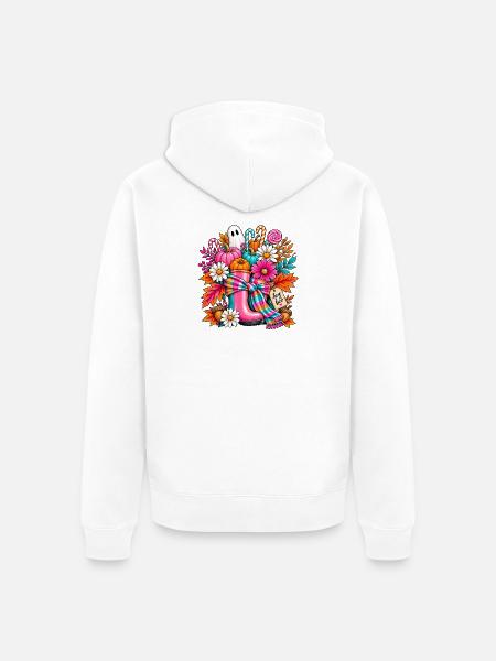 Hey Boo Herbst-Halloween - Unisex Premium Bio Zip Hoodie - Weiß