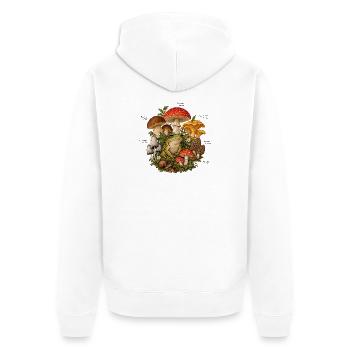 Pilze und Frosch Vintage Design - Unisex Premium Bio Zip Hoodie - Weiß - Hinten - Thijin (182cm)