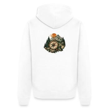 Kompasspfad im Bergwald - Unisex Premium Bio Zip Hoodie - Weiß - Hinten - Thijin (182cm)
