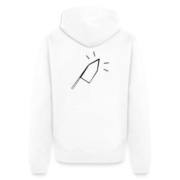 Silvesterrakete handgezeichnet - Unisex Premium Bio Zip Hoodie - Weiß - Hinten - Thijin (182cm)