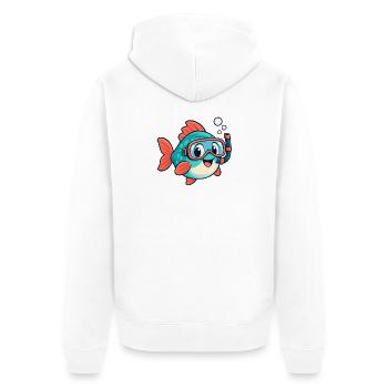 Fisch mit Schnorchel - Unisex Premium Bio Zip Hoodie - Weiß - Hinten - Thijin (182cm)