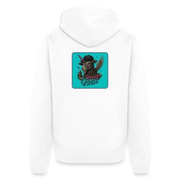 Straßenziege Graffiti Stil - Unisex Premium Bio Zip Hoodie - Weiß - Hinten - Thijin (182cm)