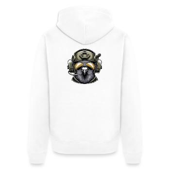 Militär Taube - Unisex Premium Bio Zip Hoodie - Weiß - Hinten - Thijin (182cm)