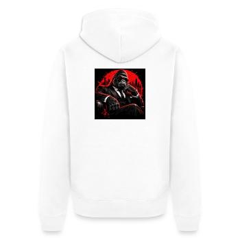Red Black Business Gorilla - Unisex Premium Bio Zip Hoodie - Weiß - Hinten - Thijin (182cm)