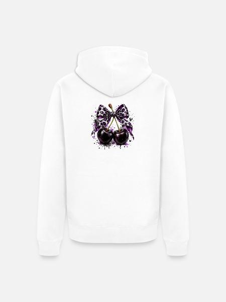 Lila Kirschband-Bow - Unisex Premium Bio Zip Hoodie - Weiß