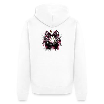 Kirschen mit Leopardenmuster - Unisex Premium Bio Zip Hoodie - Weiß - Hinten - Thijin (182cm)