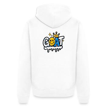 GEN Z ZITATE – Goat Crown Graffiti Smile - Unisex Premium Bio Zip Hoodie - Weiß - Hinten - Thijin (182cm)