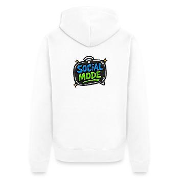GEN Z ZITIERT TYPOGRAFIE-DESIGN – SOZIALER MODUS - Unisex Premium Bio Zip Hoodie - Weiß - Hinten - Thijin (182cm)