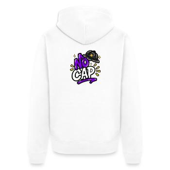 GEN Z ZITATE TYPOGRAFIE-DESIGN – OHNE KAPPE - Unisex Premium Bio Zip Hoodie - Weiß - Hinten - Thijin (182cm)