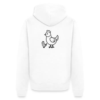 Henne und Küken - Unisex Premium Bio Zip Hoodie - Weiß - Hinten - Thijin (182cm)
