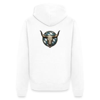 Bayern Schädel Nordmann - Unisex Premium Bio Zip Hoodie - Weiß - Hinten - Thijin (182cm)