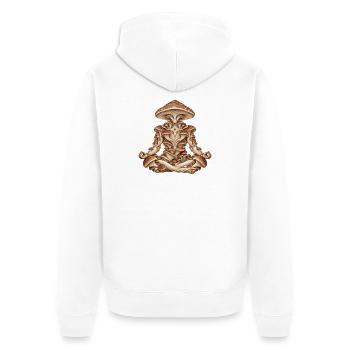Pilz-Geist-Meditations-Tee - Unisex Premium Bio Zip Hoodie - Weiß - Hinten - Thijin (182cm)