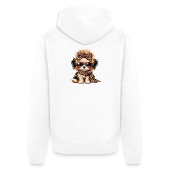 Leopard Couture Welpe - Unisex Premium Bio Zip Hoodie - Weiß - Hinten - Thijin (182cm)