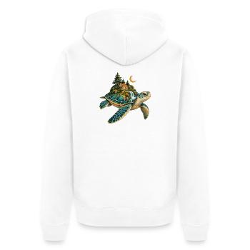 Insel auf der Arche: Magic Turtle - Unisex Premium Bio Zip Hoodie - Weiß - Hinten - Thijin (182cm)