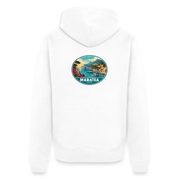 Erkunden Sie Maratea in Italien: Tyrrhenische Meeresküste - Unisex Premium Bio Zip Hoodie - Weiß - Hinten - Thijin (182cm)