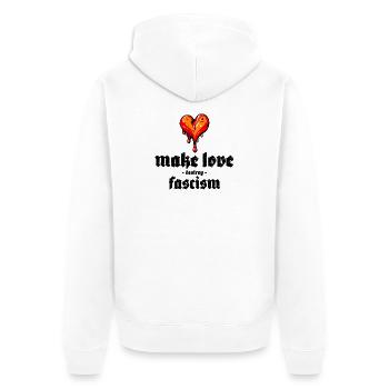 make love destroy fascism - Unisex Premium Bio Zip Hoodie - Weiß - Hinten - Thijin (182cm)