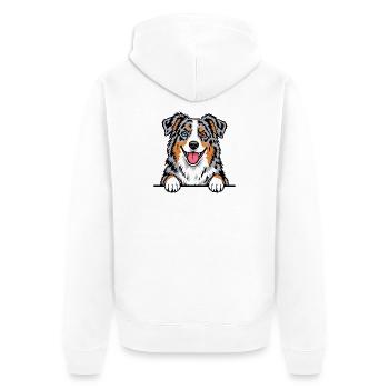 Aussie Australian Shepherd - Unisex Premium Bio Zip Hoodie - Weiß - Hinten - Thijin (182cm)