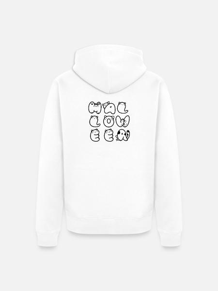 Süße Halloween-Katze - Unisex Premium Bio Zip Hoodie - Weiß