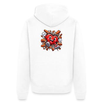 Herzzerreißende Graffiti-Wand: Liebe bricht durch - Unisex Premium Bio Zip Hoodie - Weiß - Hinten - Thijin (182cm)