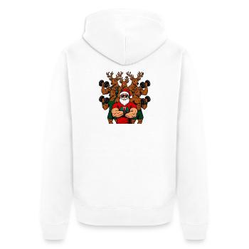 Weihnachts-Fitness Outfit / funny Nikolaus Rentier - Unisex Premium Bio Zip Hoodie - Weiß - Hinten - Thijin (182cm)