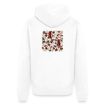 Gänse im Weihnachtspostmuster - Unisex Premium Bio Zip Hoodie - Weiß - Hinten - Thijin (182cm)