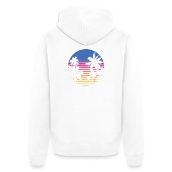 Palmen Retro 80er 90er Florida Miami Vintage Palme - Unisex Premium Bio Zip Hoodie - Weiß - Hinten - Thijin (182cm)