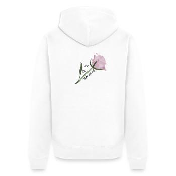 Rosen-Aquarell: zarte Blüte - Unisex Premium Bio Zip Hoodie - Weiß - Hinten - Thijin (182cm)