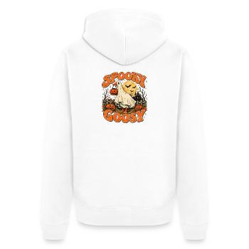 Spooky Goosy – Vintage-Halloween-Geistergans - Unisex Premium Bio Zip Hoodie - Weiß - Hinten - Thijin (182cm)