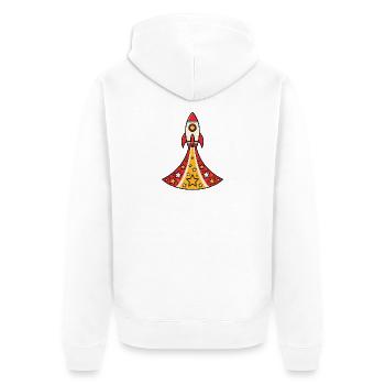 Rakete startet nach oben mit Sternen Vektor Shirt - Unisex Premium Bio Zip Hoodie - Weiß - Hinten - Thijin (182cm)