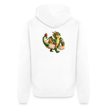 Grüner Drachenmarkt Einkauf - Unisex Premium Bio Zip Hoodie - Weiß - Hinten - Thijin (182cm)