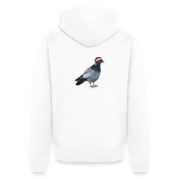 Weihnachtstaube - Taube mit Weihnachtsmütze - Unisex Premium Bio Zip Hoodie - Weiß - Hinten - Thijin (182cm)