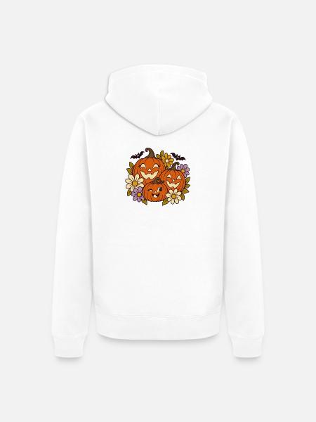 Kürbisfreude Herbstblumen - Unisex Premium Bio Zip Hoodie - Weiß