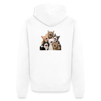 Katzenlachen in einer mehrfarbigen Horde - Unisex Premium Bio Zip Hoodie - Weiß - Hinten - Thijin (182cm)