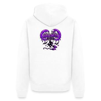 Lila Spuk-Halloween - Unisex Premium Bio Zip Hoodie - Weiß - Hinten - Thijin (182cm)