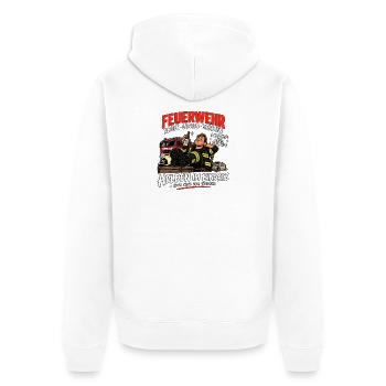 Feuerwehr - Retten - Löschen - Bierchen - Unisex Premium Bio Zip Hoodie - Weiß - Hinten - Thijin (182cm)