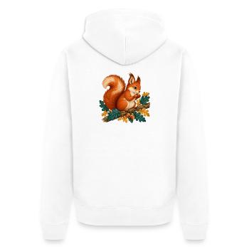 Herbsthörnchen auf Ast - Unisex Premium Bio Zip Hoodie - Weiß - Hinten - Thijin (182cm)