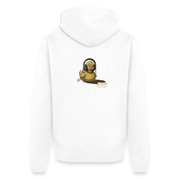 Punk-Ente mit Kopfhörern – No Future - Unisex Premium Bio Zip Hoodie - Weiß - Hinten - Thijin (182cm)