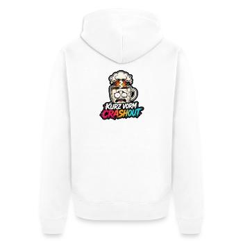 Kurz vorm Crashout Kaffee Tasse gestresst Shirt - Unisex Premium Bio Zip Hoodie - Weiß - Hinten - Thijin (182cm)