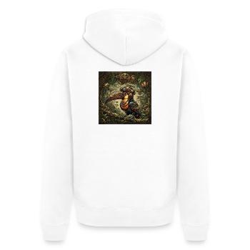 Mechanischer Dschungel-Steampunk-Tukan - Unisex Premium Bio Zip Hoodie - Weiß - Hinten - Thijin (182cm)