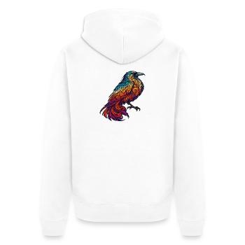 Bunte Orpheus-Krähe - Unisex Premium Bio Zip Hoodie - Weiß - Hinten - Thijin (182cm)