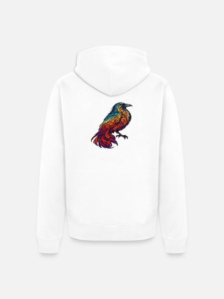 Bunte Orpheus-Krähe - Unisex Premium Bio Zip Hoodie - Weiß