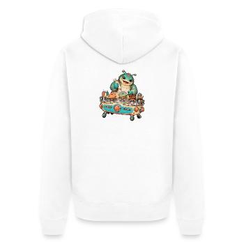 Retro Koch Drachenmeister - Unisex Premium Bio Zip Hoodie - Weiß - Hinten - Thijin (182cm)