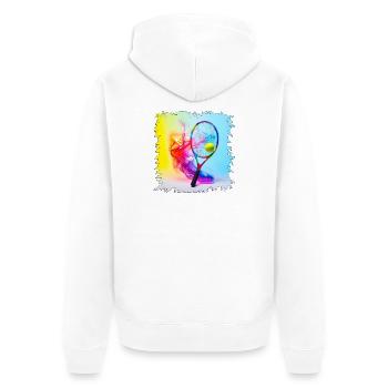 Farbenexplosion Tennisracket - Unisex Premium Bio Zip Hoodie - Weiß - Hinten - Thijin (182cm)